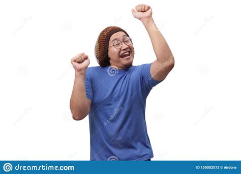 Happy Funny Asian Man Dancing Full Of Joy Stock Image Image Of