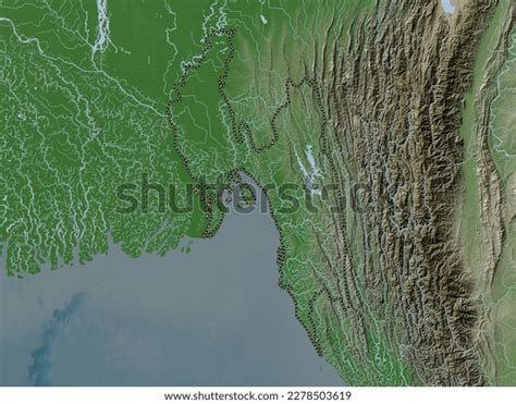 Chittagong Division Bangladesh Elevation Map Colored Stock Illustration