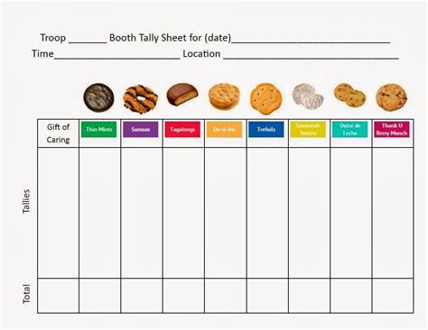 Printable Cookie Tally Sheet Girl Scouts
