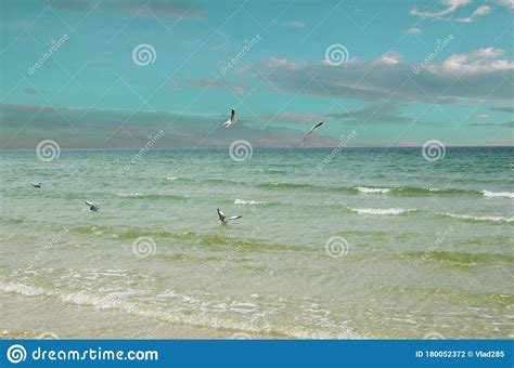 Relaxing Seascape With Wide Horizon Of The Sky And The Sea Stock Photo