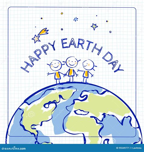Cartão Feliz Do Dia Da Terra Ilustração Do Vetor Ilustração De Sorrir
