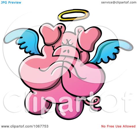 Clipart Pig Angel In Prayer Royalty Free Vector Illustration By Zooco