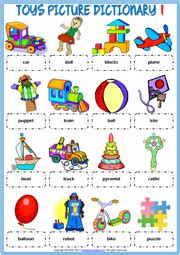 Students will color in the pictures and write the ail words on the lines. Toys ESL Printable Picture Dictionary Worksheets For Kids | Ensino de inglês, Ingles para ...