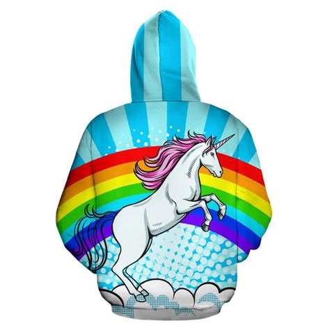 Unicorn Rainbow Zip Up Hoodie Jorjune