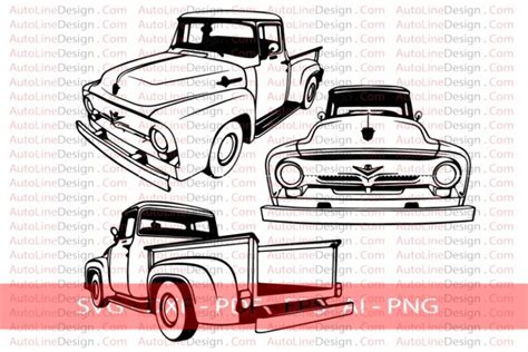 Bundle Classic Vintage Truck Ford F100 Vector Clipart Digital Download