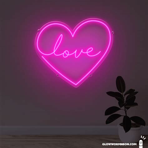 Script Love Heart Neon Sign Glowworm Neon