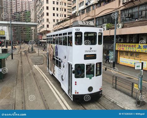 Double Decker Tram In Hong Kong Editorial Image Image Of Asian