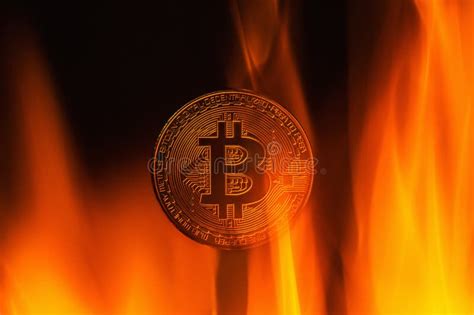 Bitcoin On Fire Stock Photo Image Of Cryptography Finance 119230990