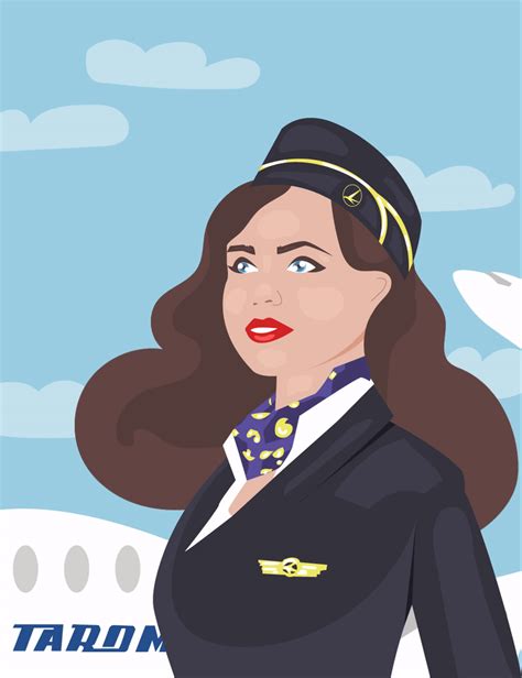 Tarom Airways Flight Attendant By Theroxycolor Get Your Portrait Now Flight Attendant Omc