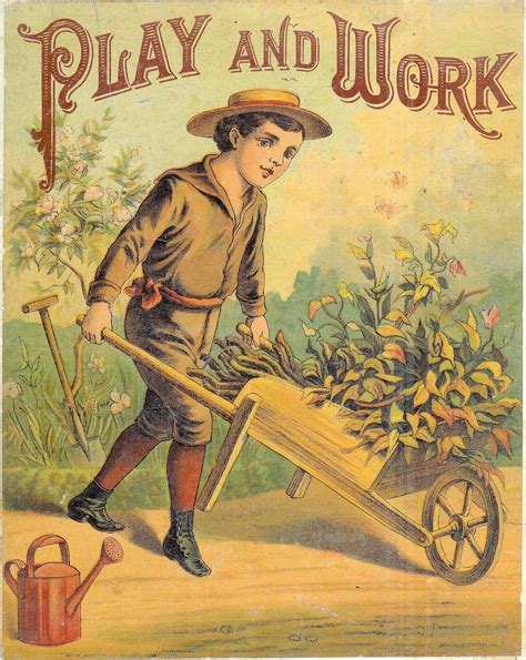 Antique Images Vintage Victorian Storybook Cover Gardening Clip Art