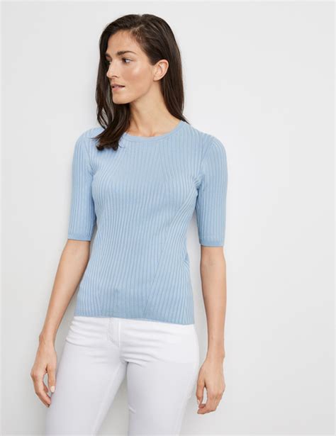 Halbarmshirt Mit Rippstrick Struktur In Blau Gerry Weber