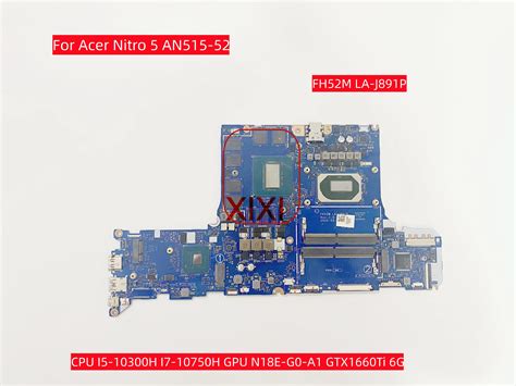 Fh52m La J891p For Acer Nitro 5 An515 52 Laptop Motherboard Withcpu I5