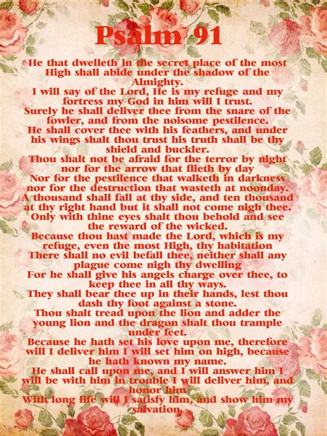 Psalm 91 Kjv Psalm 91 Poster Digital Download Prayer For Etsy