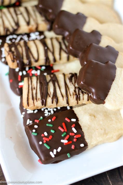 Chocolate Dipped Shortbread Cookies Persnickety Plates