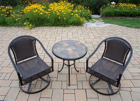 Oakland Living Stone Art 3 Pc Bistro Set W 24 Inch Table And 2 Swivel