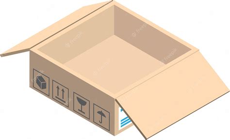 Ilustración De Caja De Paquete Abierto En Estilo Isométrico 3d Vector