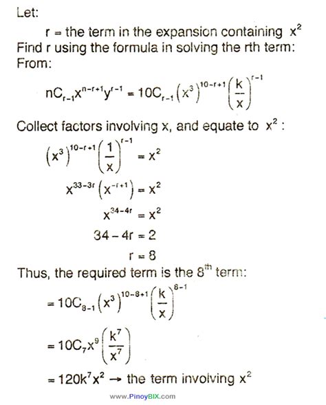 solution find the term involving x 2 in the expansion of x 3 k x 10