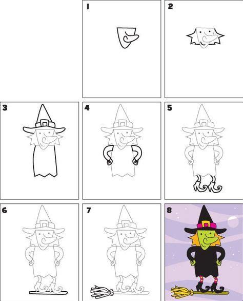 Apprendre à Dessiner Une Sorcière Pas à Pas Witch Drawing Homeschool Art Halloween Drawings