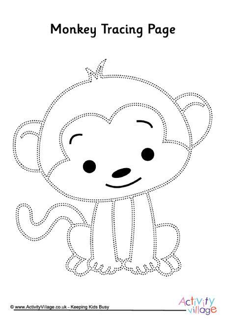 Monkey Tracing Page Monkey Coloring Pages Monkey Crafts Little Monkeys