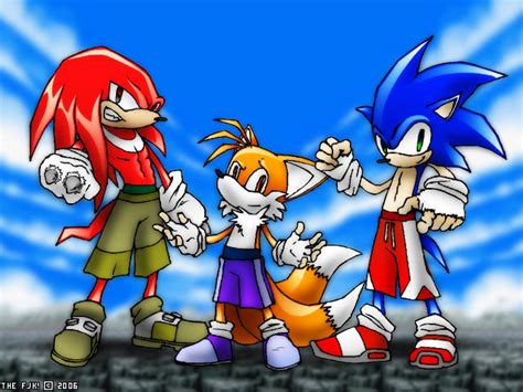 Knuckles Tails N Sonic By Thefjk On Deviantart