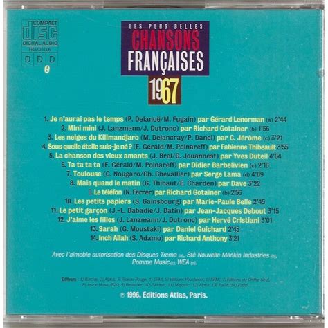 Les Plus Belles Chansons Françaises 1967 De Various Cd Chez Kroun2