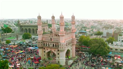 Hyderabad Exclusive Aerial View Old City Chowmahalla Palace Charminar Tank Bund K