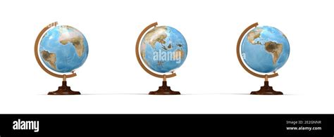 Terrestrial Globes White Background 3d Rendering Stock Photo Alamy