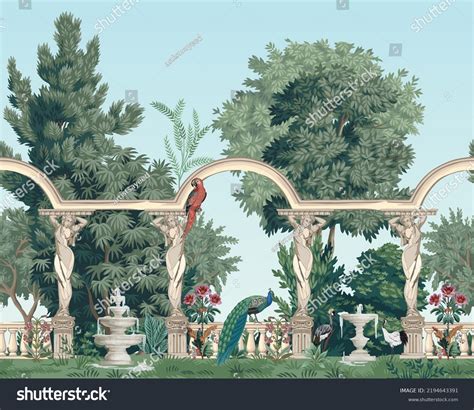 Ancient Greece Garden Statue Acropolis Hill Stock Vector Royalty Free