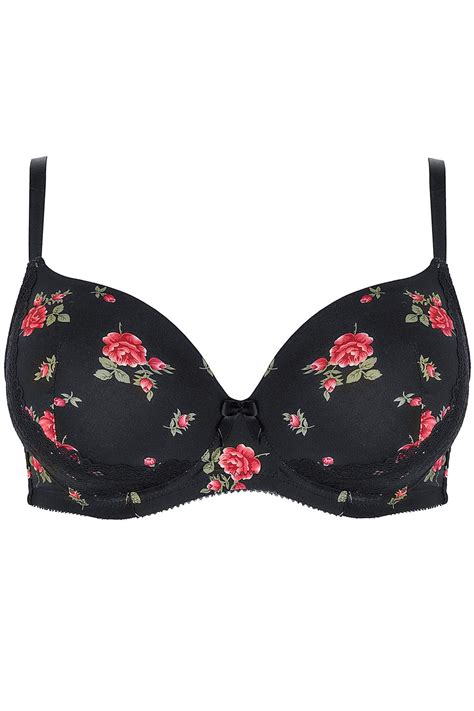 parfait black and multi floral print underwired casey bra with moulded cups