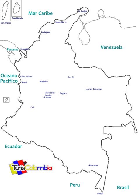 Croquis De Colombia Con Sus Departamentos Y Capitales Para