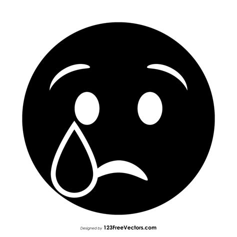 Black Crying Smiley Face Icons Vector