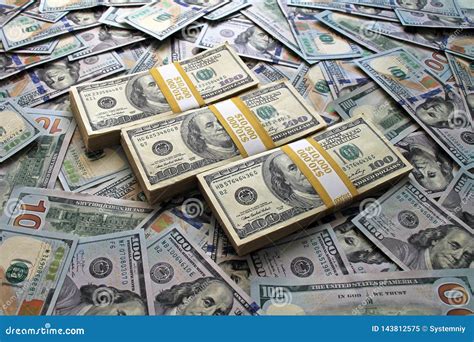 100 Dollar Bills Stacks Stacks Of Money On The Table Stock Image