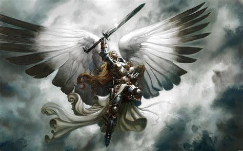2560x1600 Angel Wings Sword Flying Sky Art Wallpaper