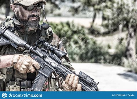 Private Military Company Mercenary With Gun Stock Image Image Of