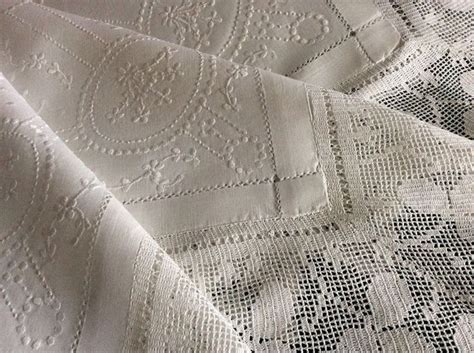 Stunning Antique Irish Linen Tablecloth~ Hand Embroidered Whitework