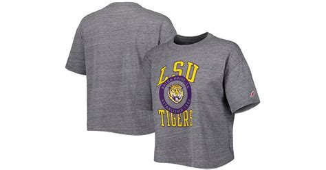 League Collegiate Wear Heather Gray Lsu Tigers Intramural Midi Seal Tri Blend T Shirt Lyst