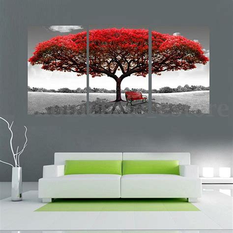 Large Red Tree Canvas Modern Home Wall Decor Art Painting