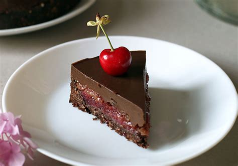 Vegan Dark Chocolate Cherry Tart Made With Oats And Almonds With A