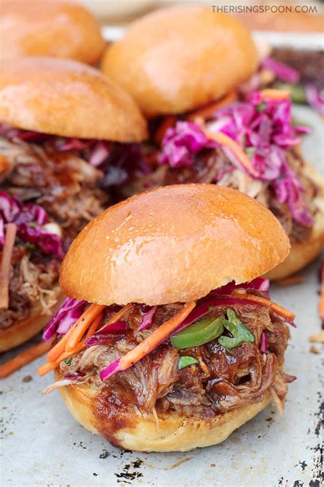 Bbq Pulled Pork Sliders With Vinegar Slaw The Rising Spoon