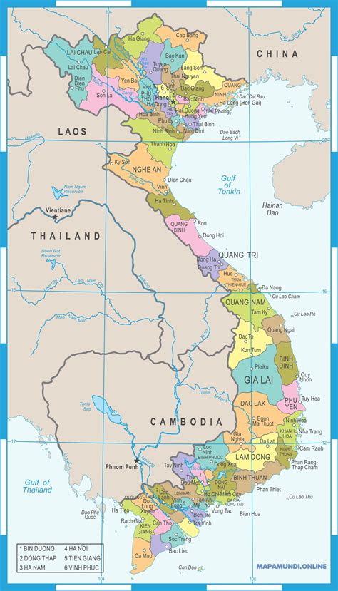 ⊛ Mapa De Vietnam ·🥇 Político And Físico Calidad Hd Para Imprimir 2024