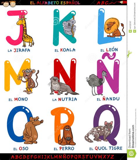 You can have it as a pet but with legal certificate. Cartoon Spanish Alphabet With Animals Stock Vector - Image ...