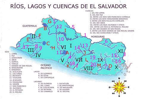 Mapa De Rios De El Salvador El Salvador Bandera De El Salvador