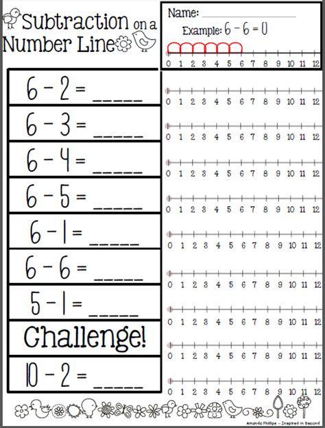 Subtracting Using A Number Line Worksheet