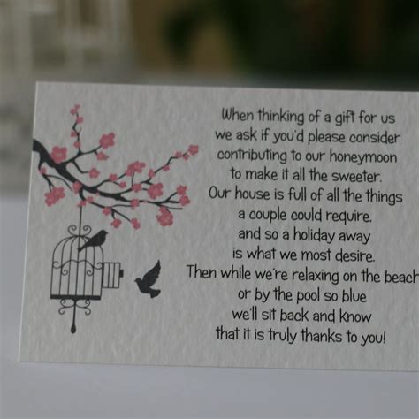 Money for a wedding gift can replace buying something off of a registry, or even contributing to a honeymoon fund. Details about Blossom Wedding Gift Poem Cards money cash ...
