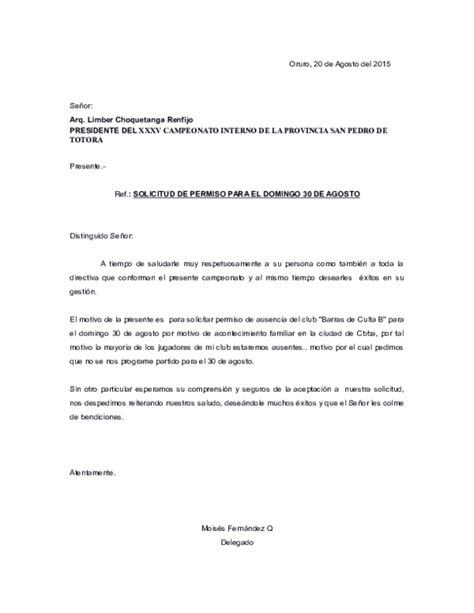 Doc Carta Solicitud Permiso Juan Carlos Fernandez Quispe