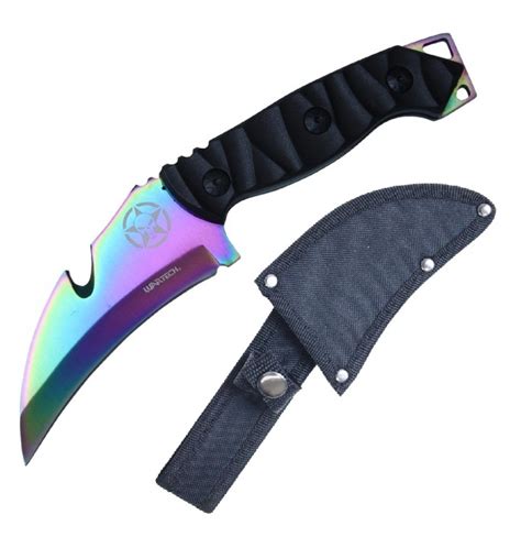 Tactical Knife Wartech 85in Overall Full Tang Rainbow Hawk
