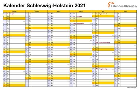 Drucken sie kostenlose vorlagen des monat juni bis november 2021 kalender hier aus. Feiertage 2021 Schleswig-Holstein + Kalender