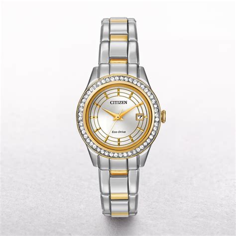 ladies citizen eco drive two tone silhouette crystal watch