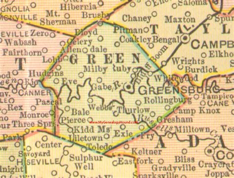 Green County Kentucky 1905 Map Greensburg Ky Green County Kentucky