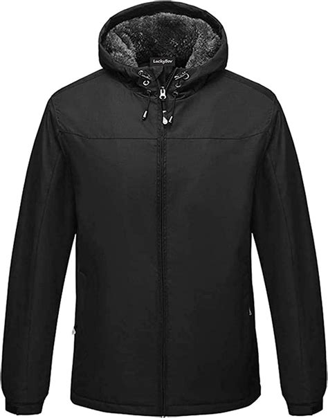 Men Water Resistant Rain Coat With Fleece Lined Winter Sport Hooded